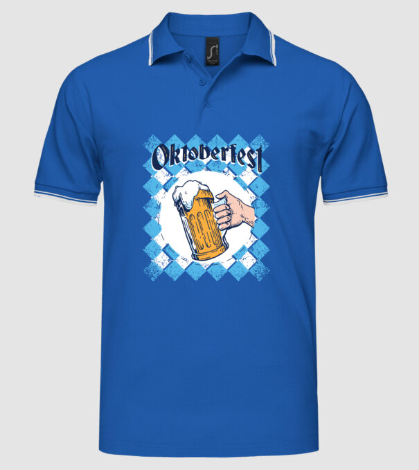 Tricou cu bere Oktoberfest model albastru regal pe tricou