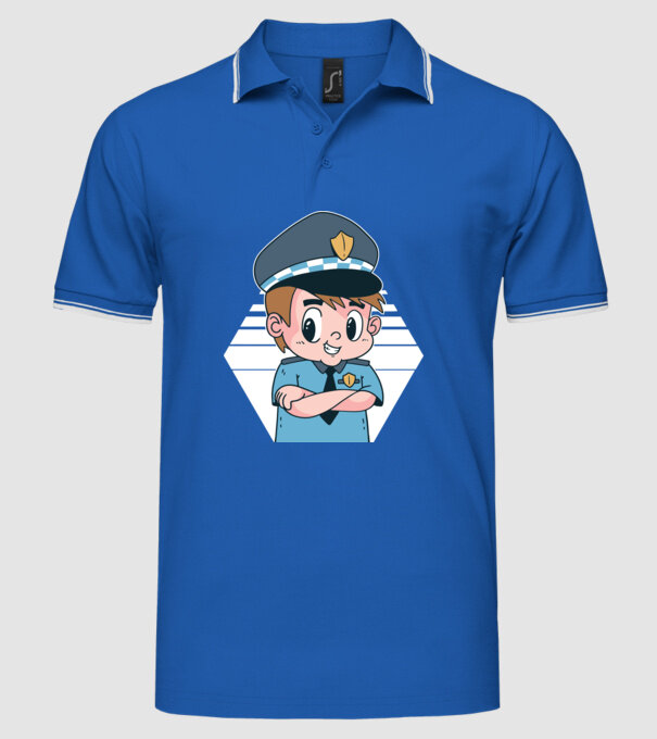 Polițist Copil model albastru regal pe tricou