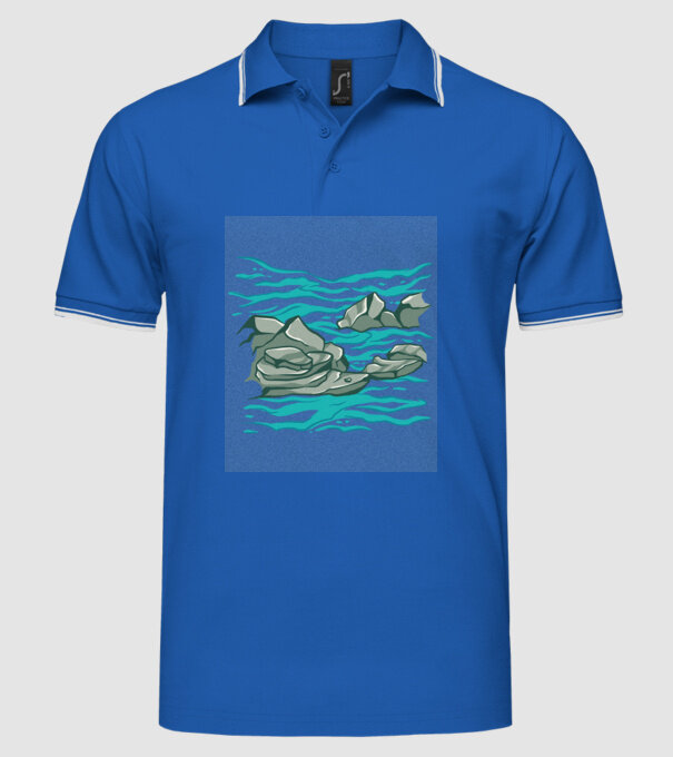 Oceanul cu Stânci model albastru regal pe tricou