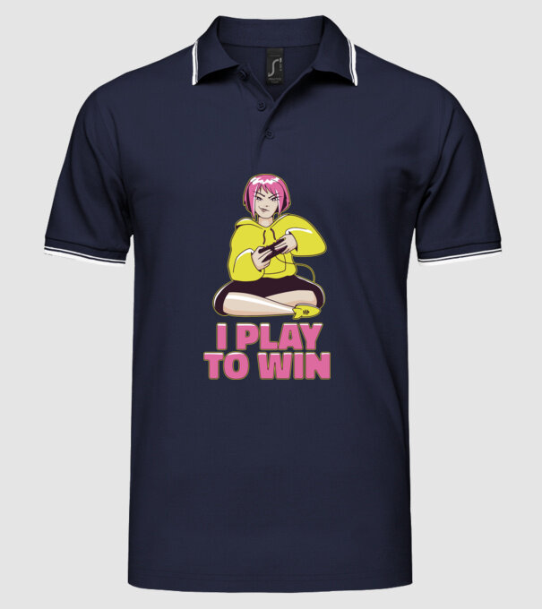 Anime fată Gamer model albastru închis pe tricou