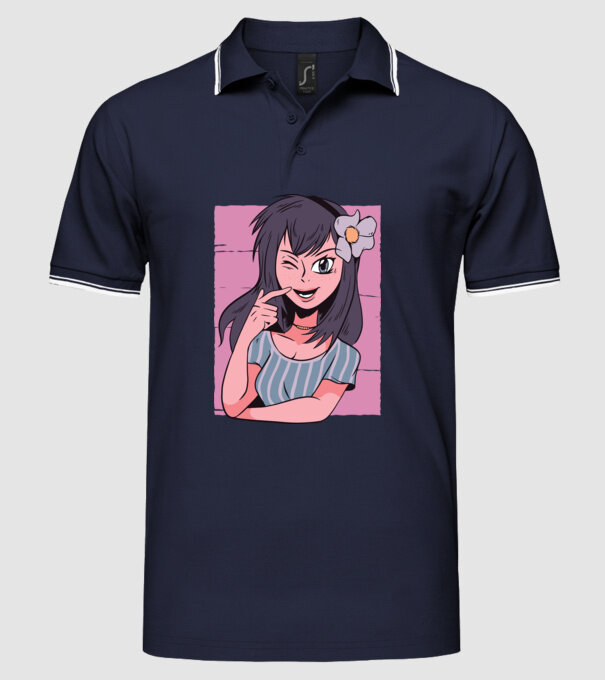 Fată Anime model albastru închis pe tricou