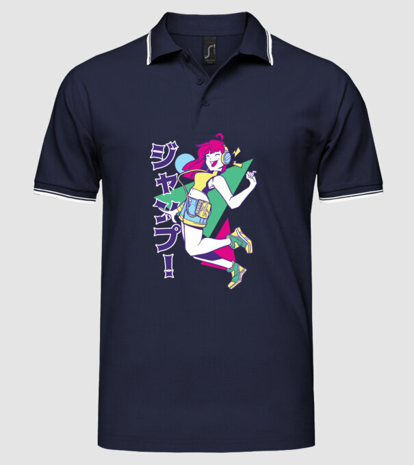 Anime fată retro model albastru închis pe tricou