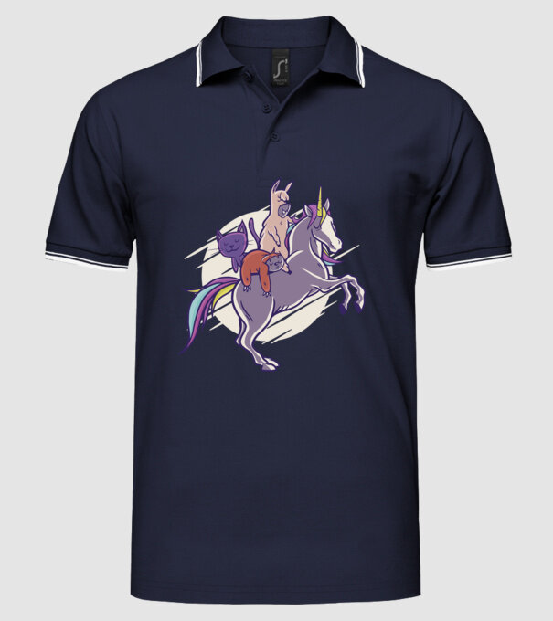 Animale drăguțe pe Unicorn model albastru închis pe tricou