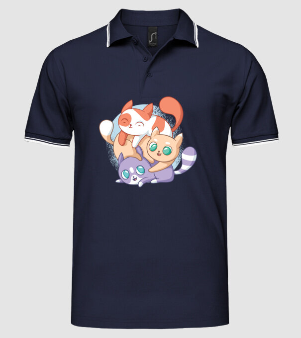 Pisicuțe drăguțe model albastru închis pe tricou