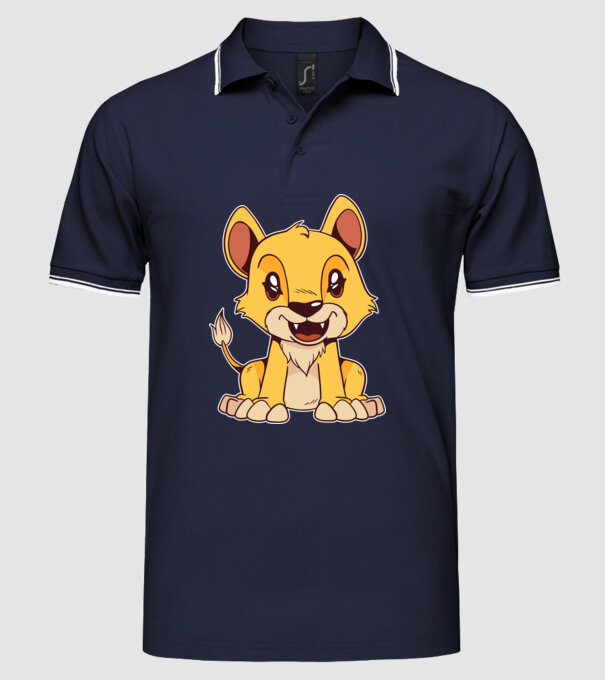 pui de leu drăguț model albastru închis pe tricou