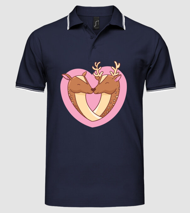 Căprioară și cerb drăguț model albastru închis pe tricou