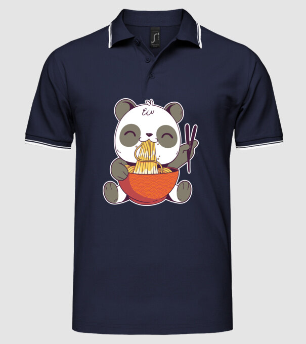 Panda drăguț cu paste model albastru închis pe tricou