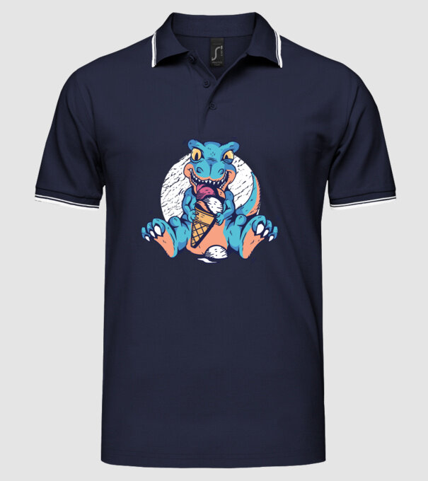 T-rex drăguț cu înghețată model albastru închis pe tricou