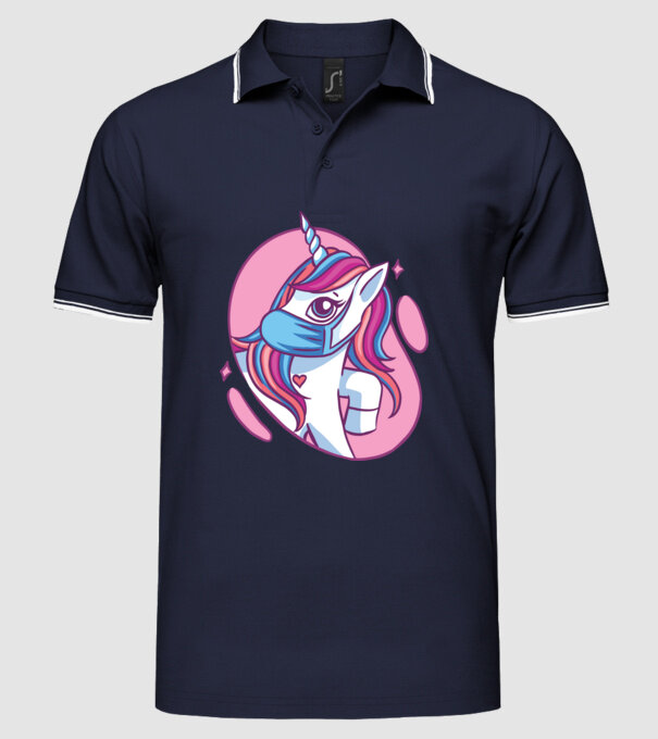 Unicorn drăguț cu mască model albastru închis pe tricou