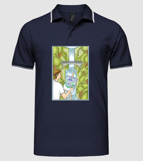 Pictură model albastru închis pe tricou
