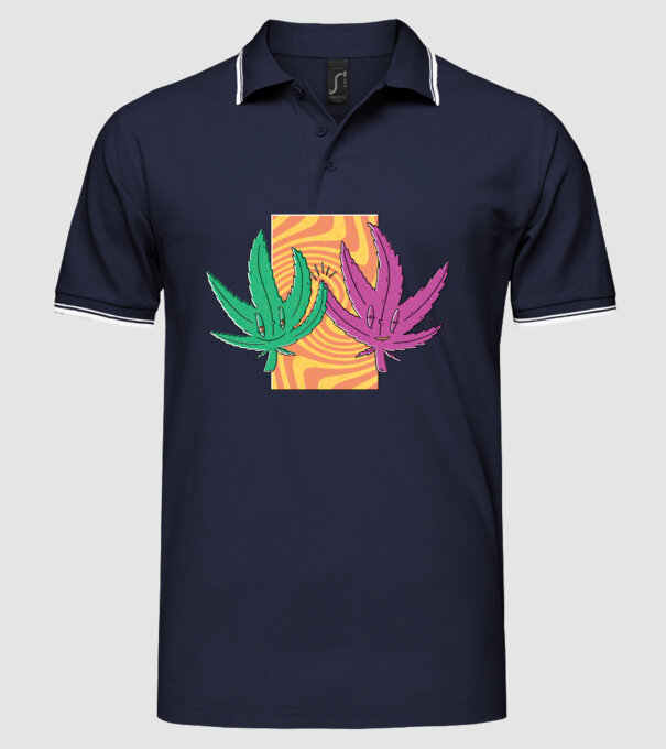 Frunze marijuana salut model albastru închis pe tricou