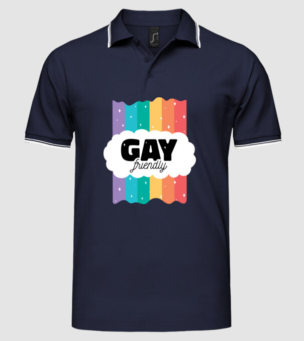 Gay friendly model albastru închis pe tricou