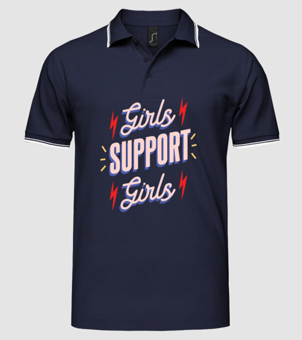 Girls Support Girls Ziua Femeii model albastru închis pe tricou