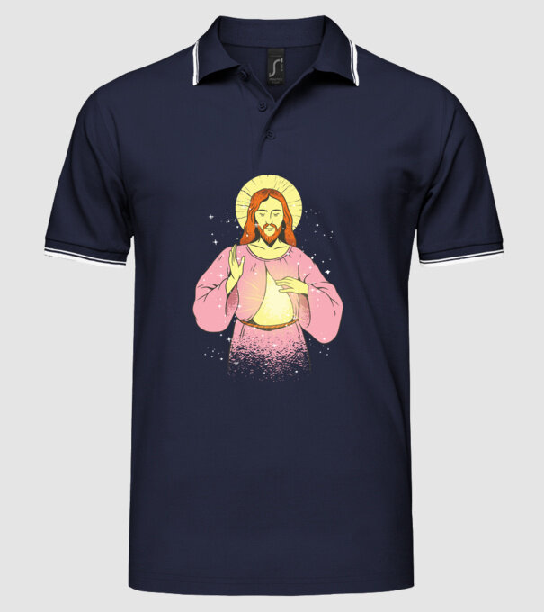 Iisus Hristos model albastru închis pe tricou