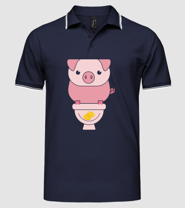Little Pig model albastru închis pe tricou