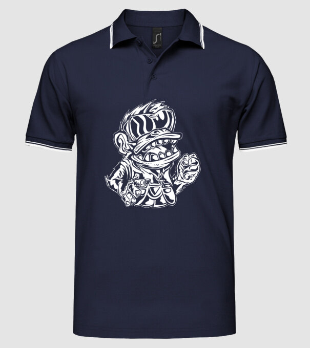 Maimuța Gamer furioasă model albastru închis pe tricou