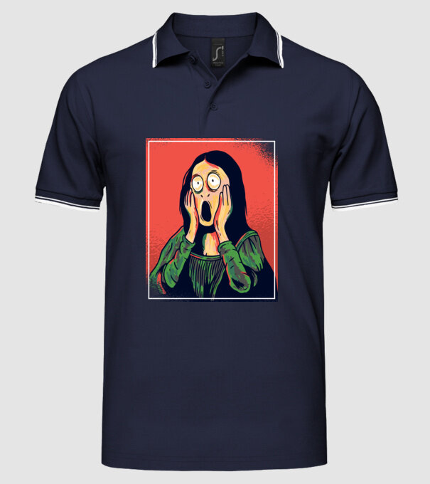 Mona Lisa țipăt model albastru închis pe tricou