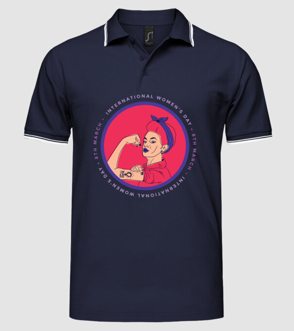 Ziua Internațională a Femeii 8 martie model albastru închis pe tricou