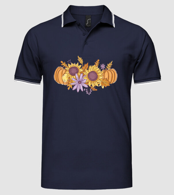 Scena de toamnă Halloween model albastru închis pe tricou