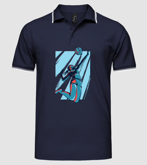 Fată Voleibalistă model albastru închis pe tricou