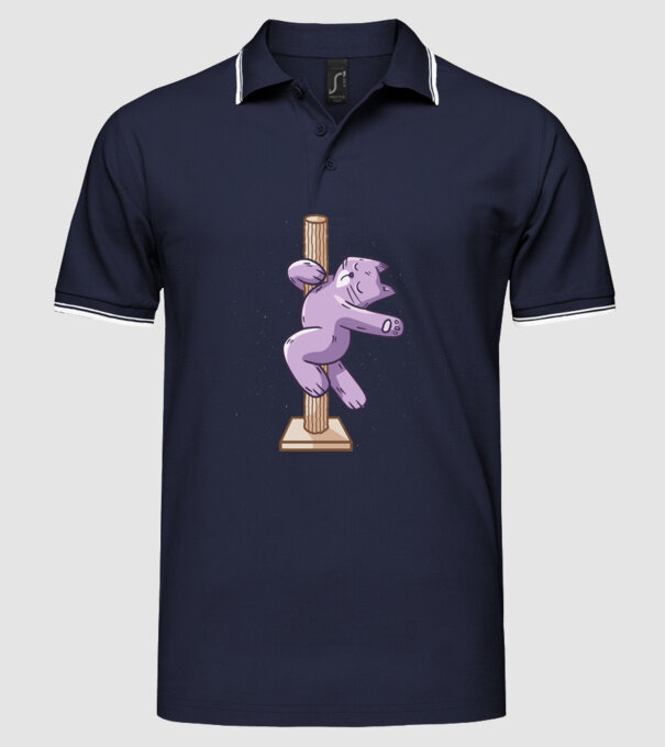 Pisică Dansatoare la bară model albastru închis pe tricou
