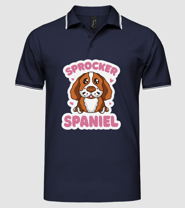 Sprocker Spaniel model albastru închis pe tricou