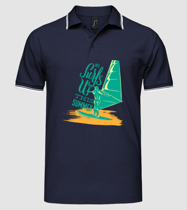 Surfs up this summer model albastru închis pe tricou