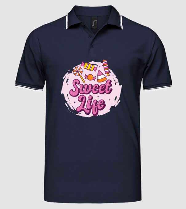 Sweet Life - Viață dulce model albastru închis pe tricou