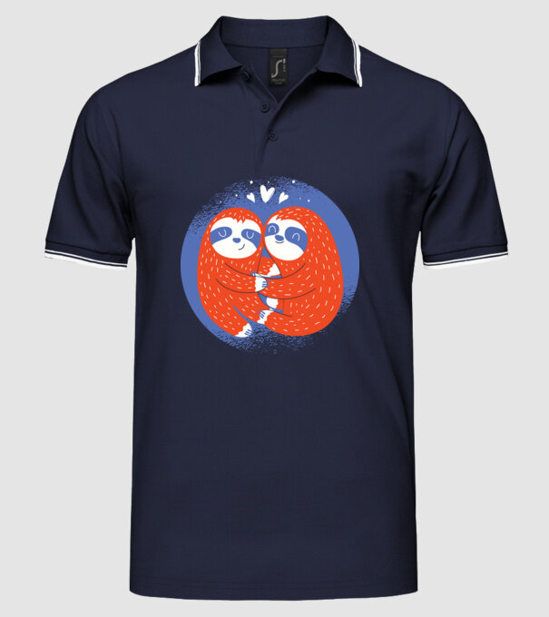 Leneși îndrăgostiți model albastru închis pe tricou