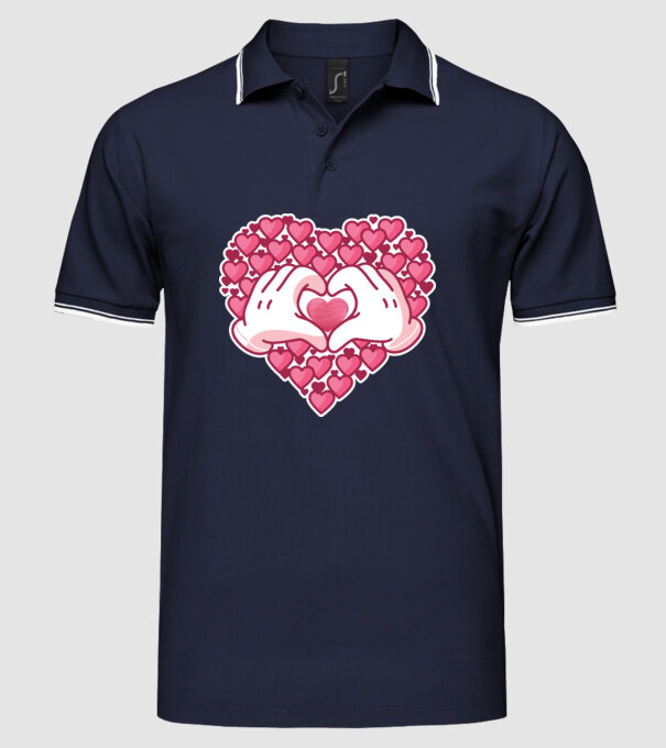 'Inimi îndrăgostite pentru Valentine''s Day' model albastru închis pe tricou