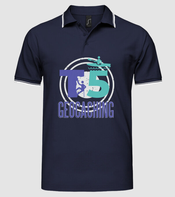 T5 Geocaching model albastru închis pe tricou