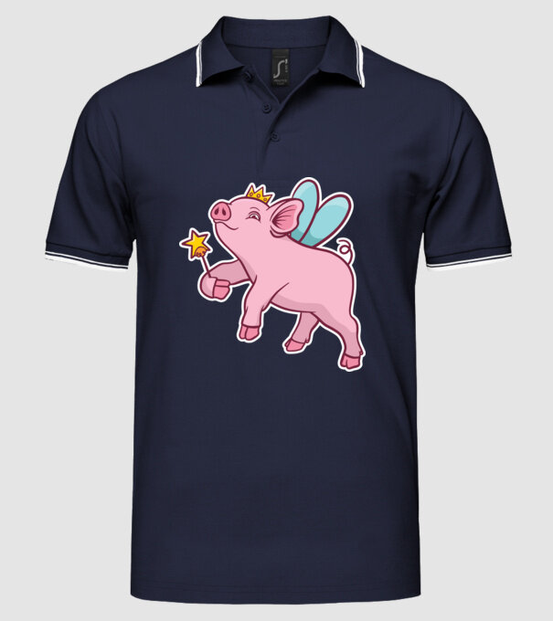 Porcușor zână model albastru închis pe tricou