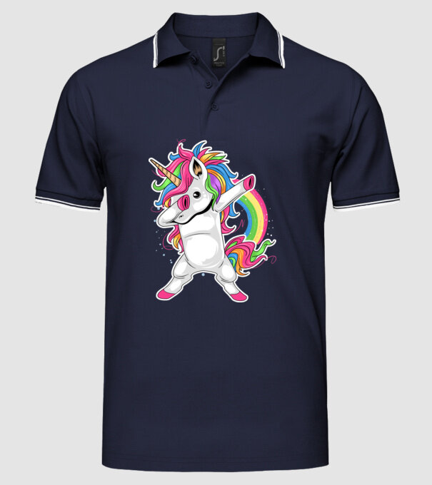 Unicorn Dab model albastru închis pe tricou