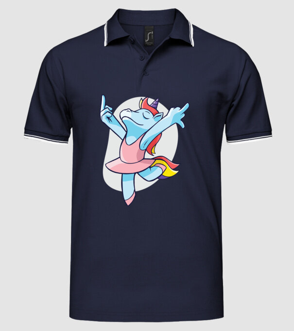 Unicorn Balet dans model albastru închis pe tricou