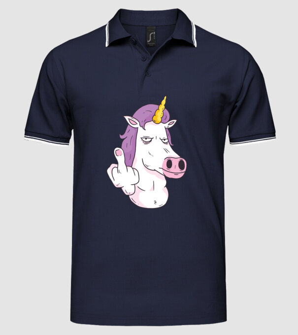 Unicorn arată degetul model albastru închis pe tricou