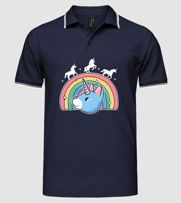 Pisică Unicorn model albastru închis pe tricou