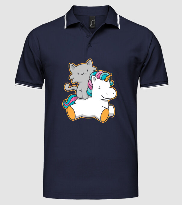Unicorn Cu pisică model albastru închis pe tricou