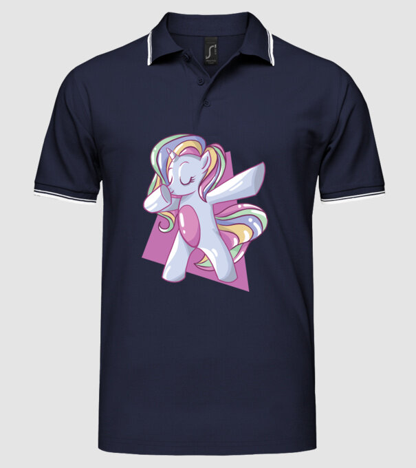 Unicorn DAB model albastru închis pe tricou