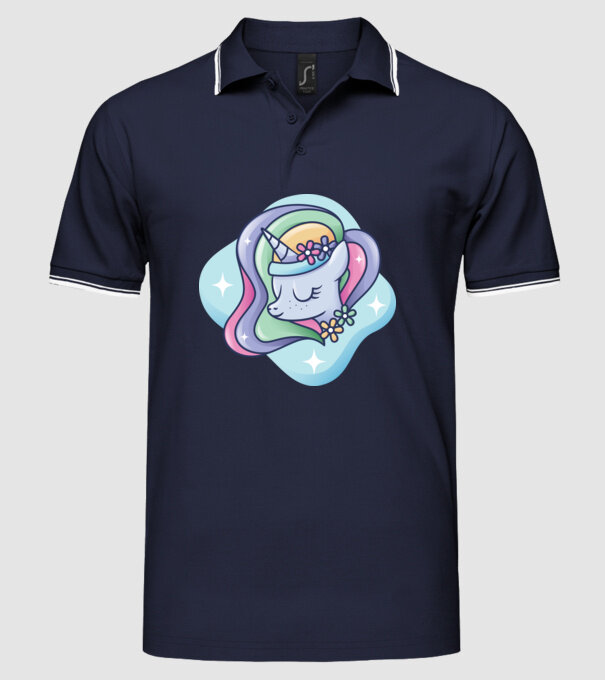 Cap de unicorn model albastru închis pe tricou