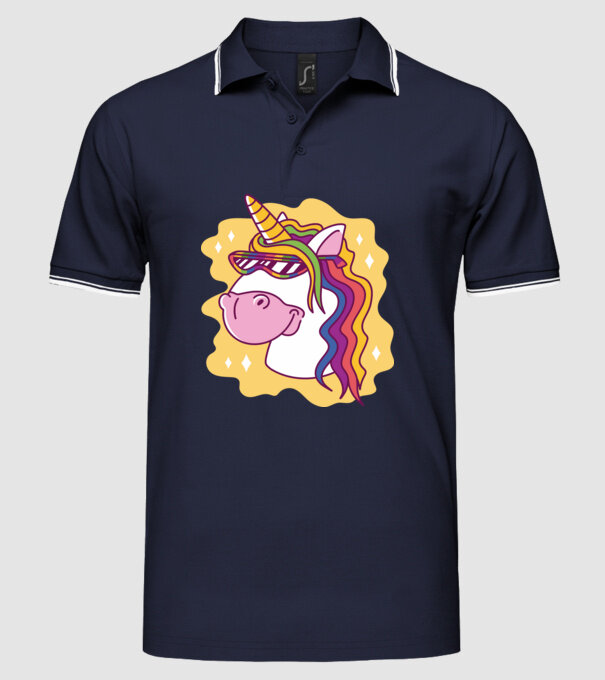 Cap de unicorn model albastru închis pe tricou