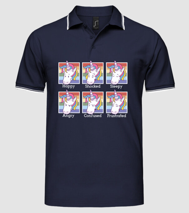 Capete de unicorn model albastru închis pe tricou