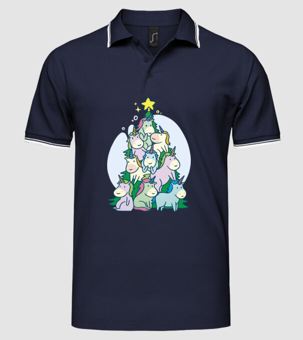 Unicorn pom de Crăciun model albastru închis pe tricou