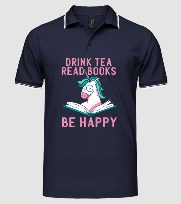 Unicorn Lectură Carte model albastru închis pe tricou
