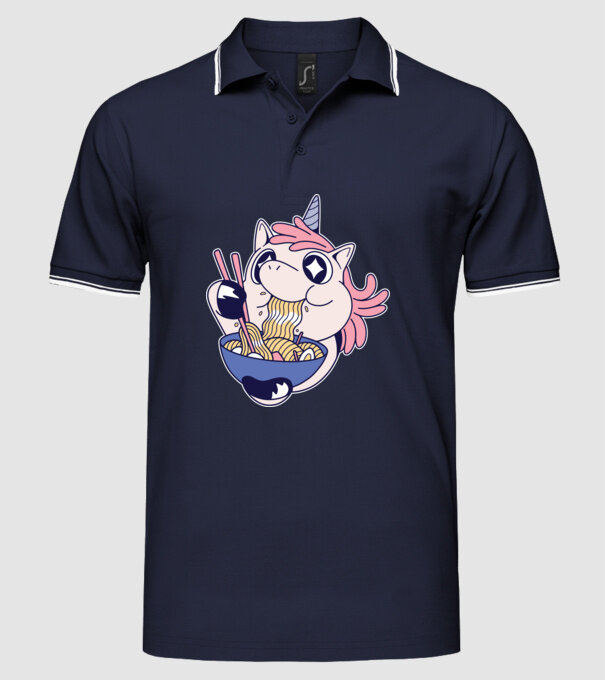 Unicorn Ramen model albastru închis pe tricou
