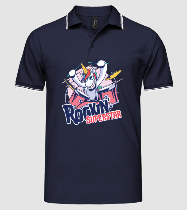 Unicorn Star rock model albastru închis pe tricou
