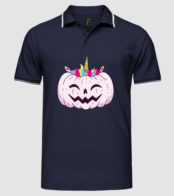 Unicorn Dovleac Halloween model albastru închis pe tricou
