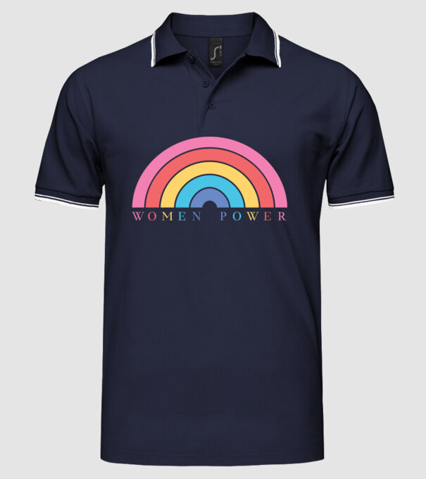 Women Power Curcubeu Ziua Femeii model albastru închis pe tricou