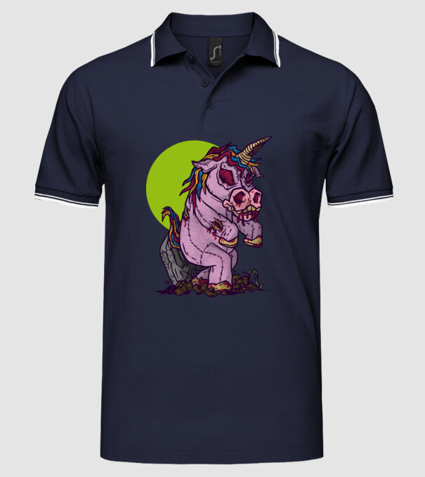 Zombie unicorn model albastru închis pe tricou