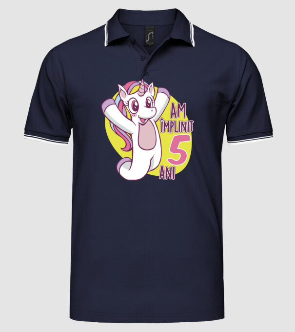 Am împlinit 5 ani model albastru închis pe tricou