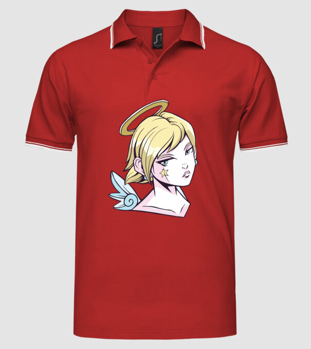 Anime Fată angelică model roșu pe tricou